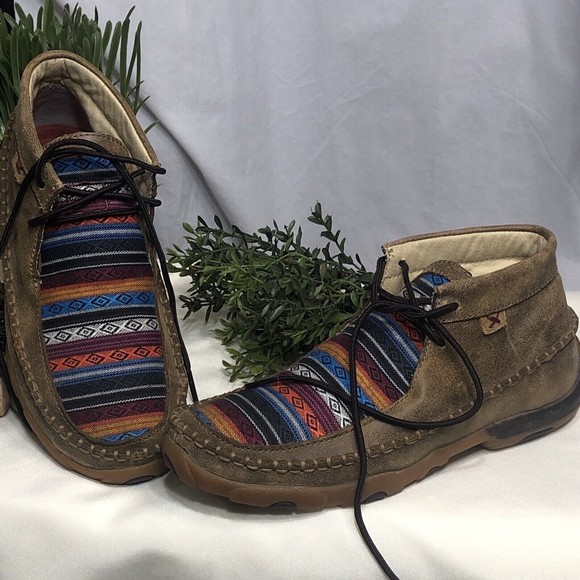 Twisted X Shoes - Twisted X Boots lace up Shoes /boots Mocs  Womens 7M Brown  multicolored WDM0096